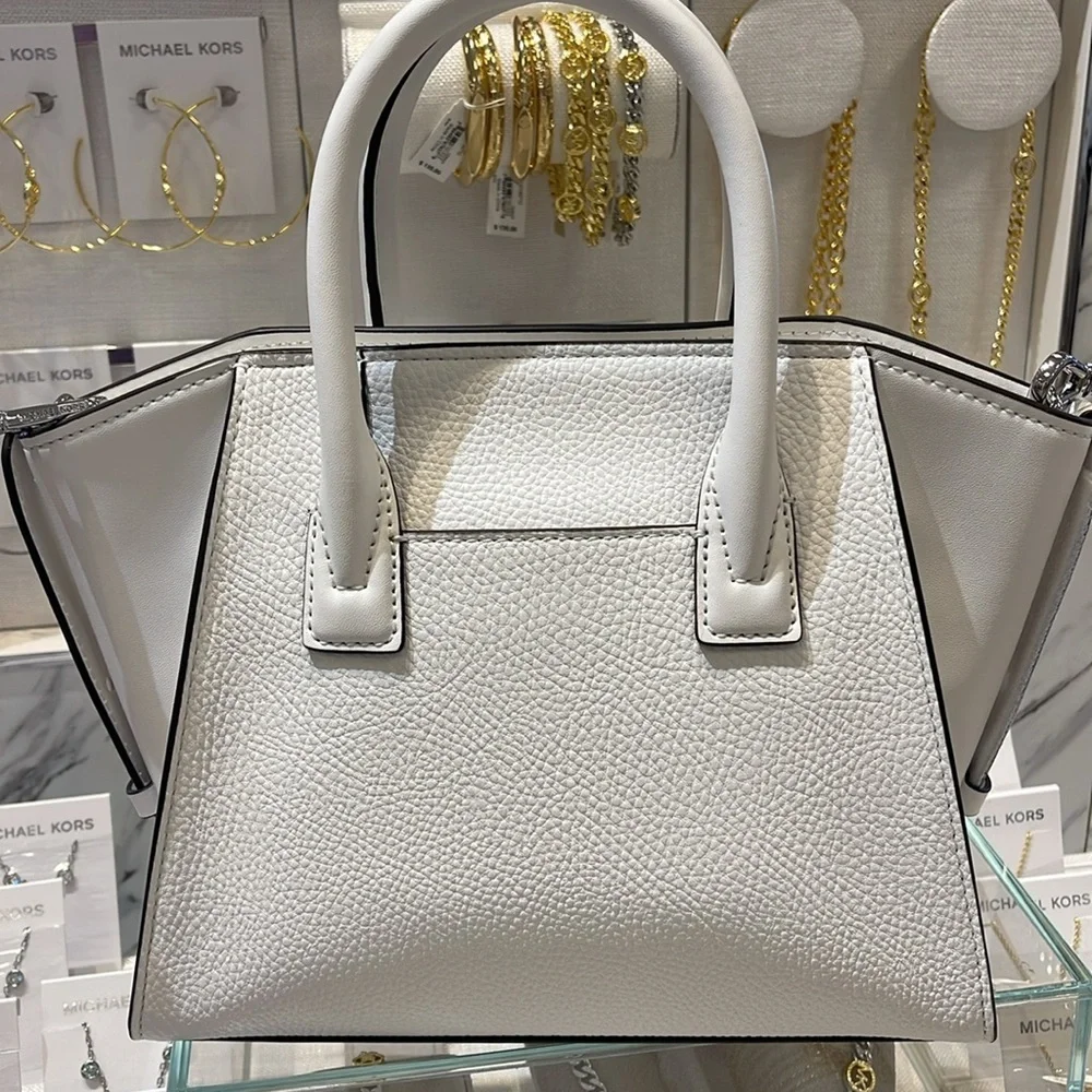 Michael Kors Avril Small Studded Patchwork and Signature Logo Satchel Crossbody - Picture 9 of 16